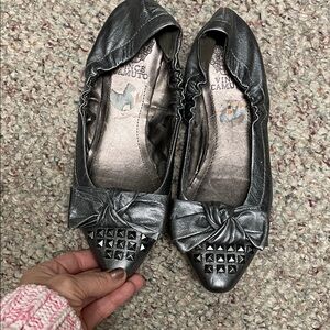 Vince Camuto Silver Studded Bow Flats
